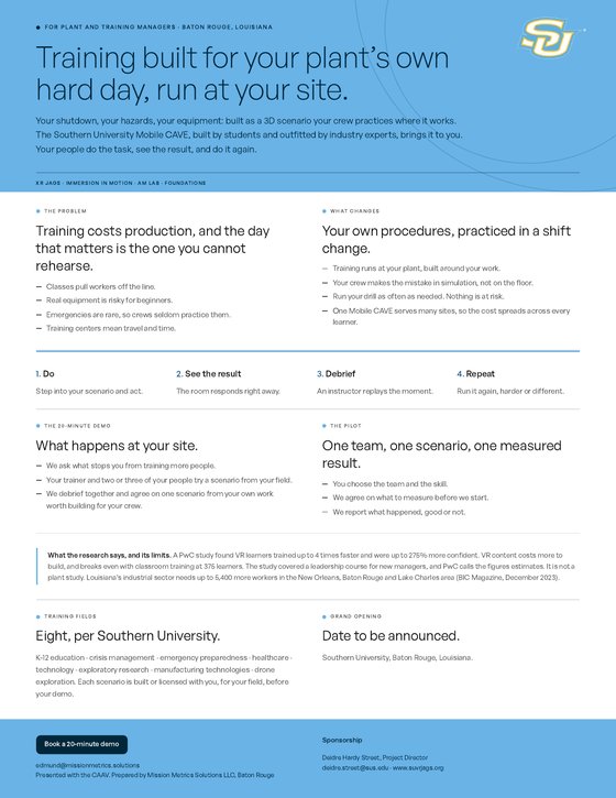 Cover of the One-page overview PDF